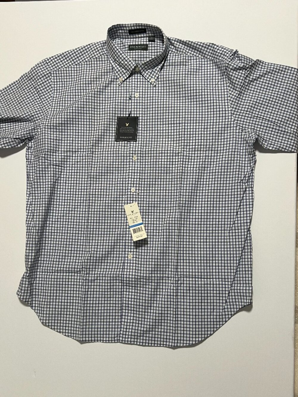 Lyle & Scott Shirt NWT Long Sleeve Button Down Casual White Blue Men's size XL